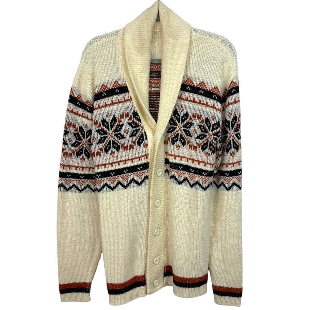 VINTAGE Sweater Medium Wintuk Orlon Cardigan Button Up 60s 70s